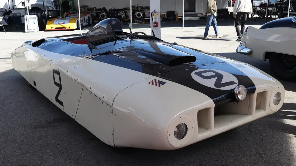 Briggs Cunningham's Cadillac Le Monstre from the 1950 24 Hours of Le Mans at the 2022 Monterey Motorsports Reunion