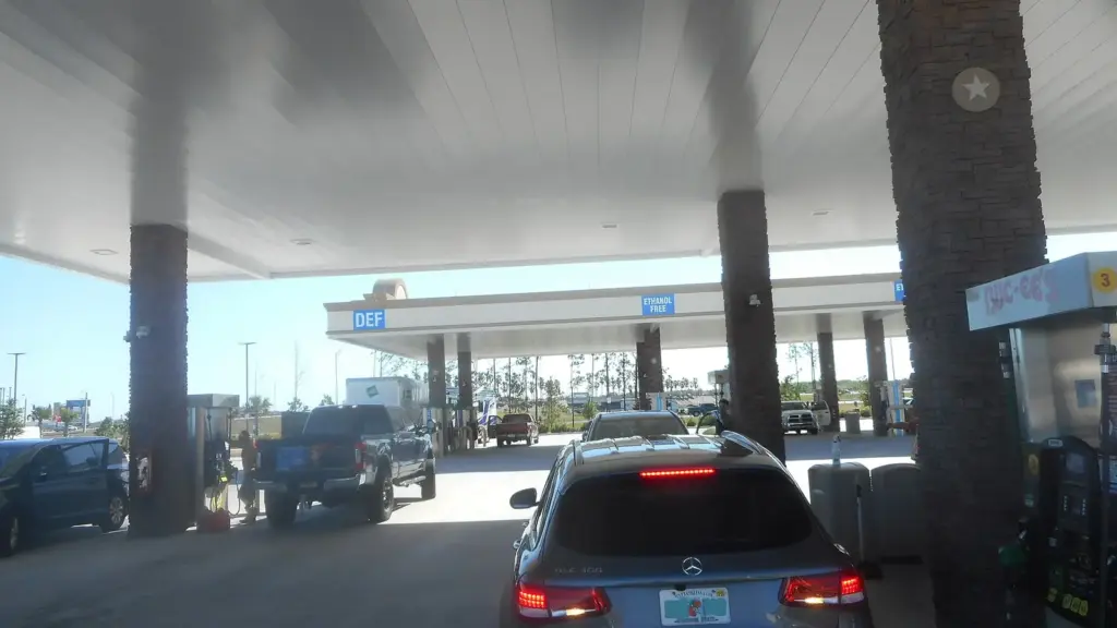 Diesel exhaust fluid pumps at a fuel station in the United States