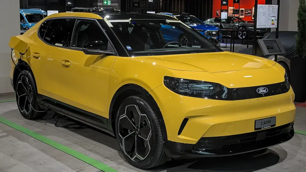 Yellow 2024 Ford Capri electric SUV at Auto Zürich 2024