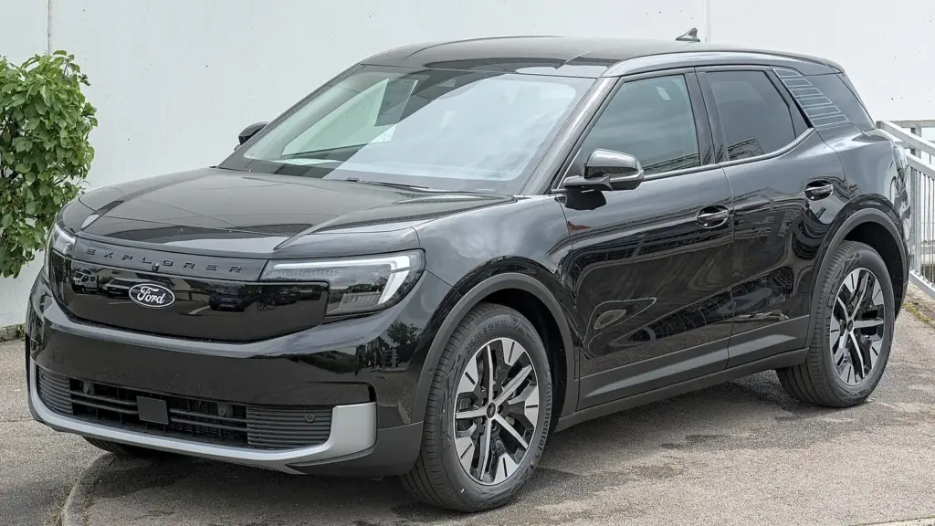 Grey Ford Explorer EV electric SUV, the European Explorer built in Cologne