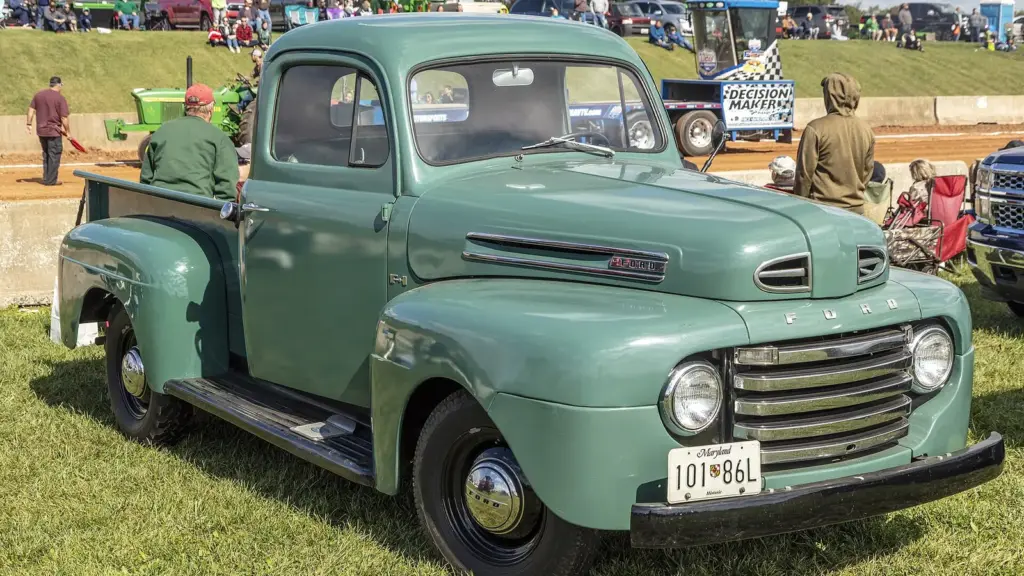 Green 1948 Ford F-1 pickup, the first F-Series truck