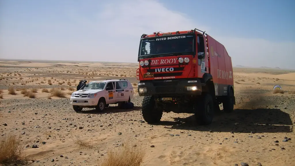 A De Rooy rally-raid truck crossing the Tijirit region of Mauritania during the 2009 Africa Race