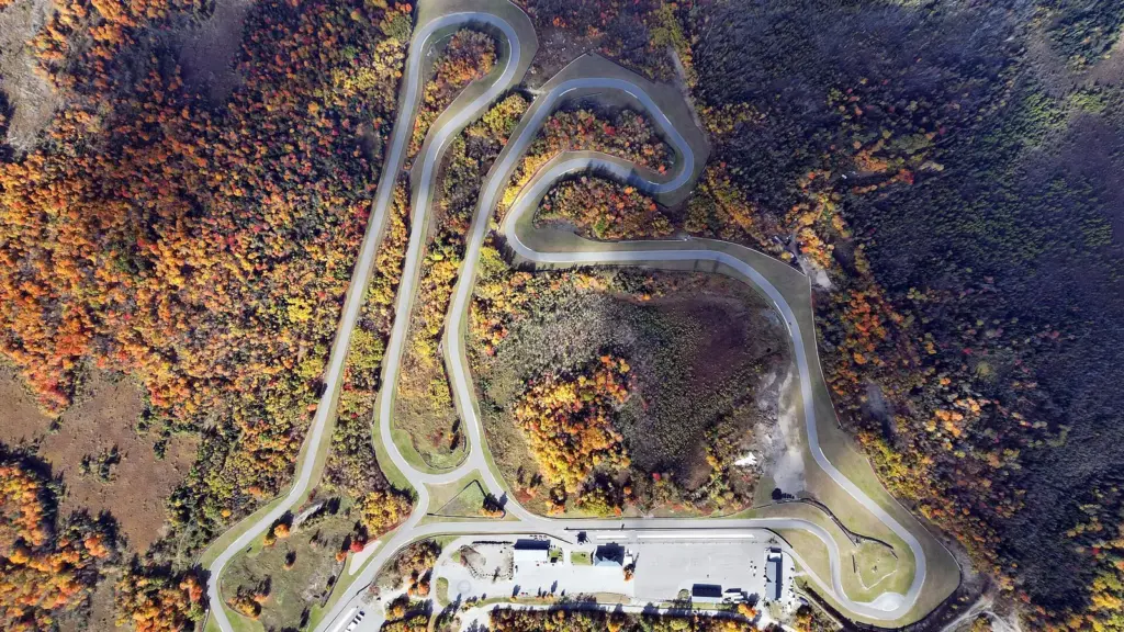 Aerial view of the road course at Calabogie Motorsports Park in Ontario
