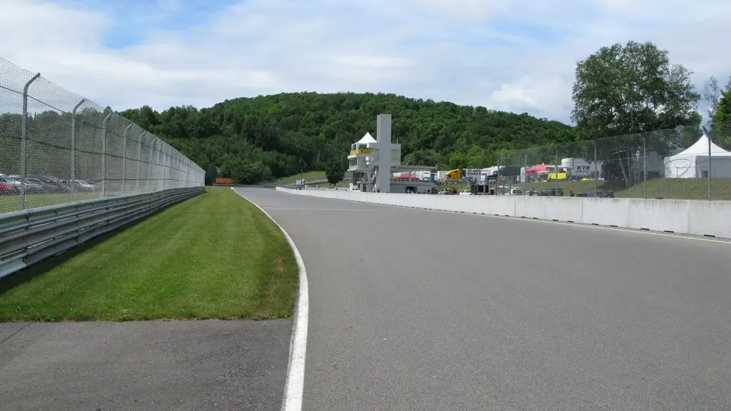 Control tower and start-finish straight at Circuit Mont-Tremblant in Quebec