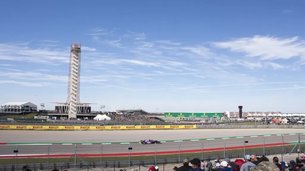 Grandstands and observation tower during the United States Grand Prix at Circuit of the Americas in Austin, Texas