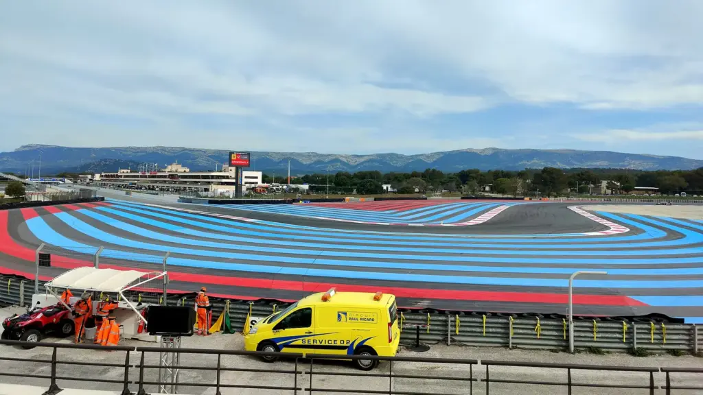 Blue and red run-off stripes at Circuit Paul Ricard in Le Castellet, France