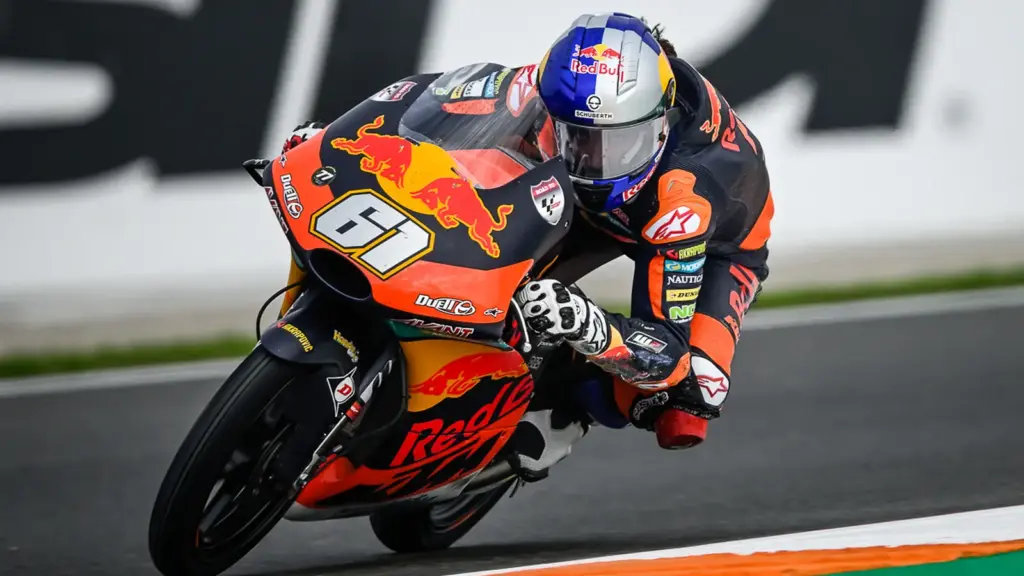 Moto3 rider at the Valencia motorcycle Grand Prix at Circuit Ricardo Tormo