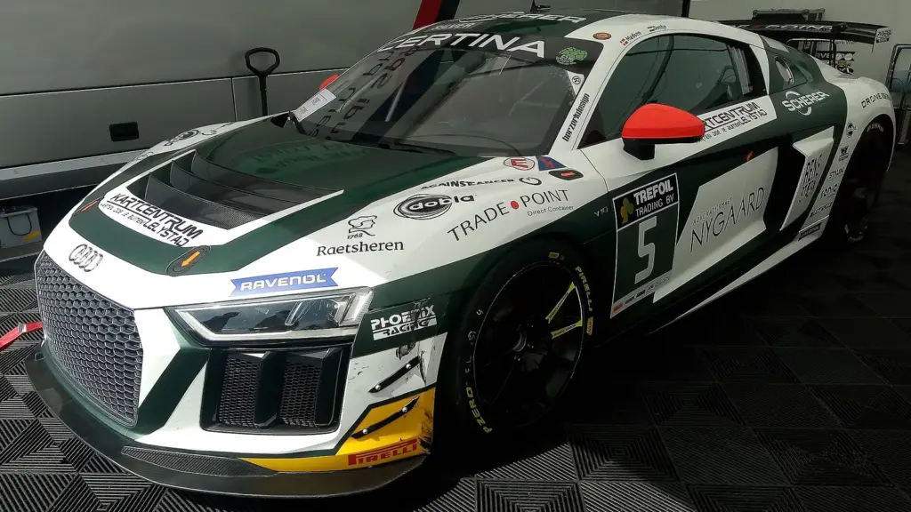 Audi R8 GT4 racing at Circuit Zolder in Belgium