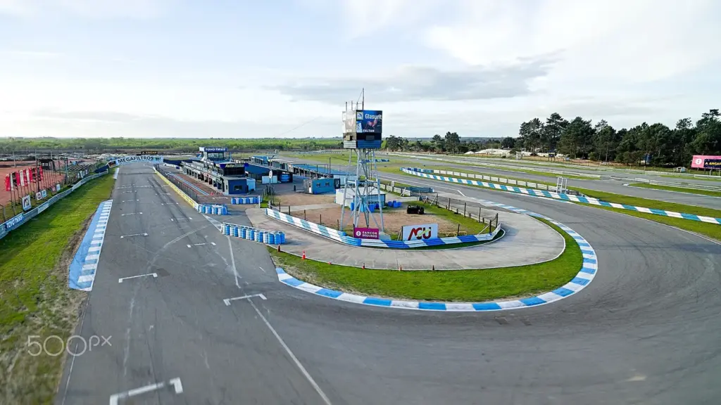 Infield hairpin and pit buildings at the Autódromo Víctor Borrat Fabini in El Pinar
