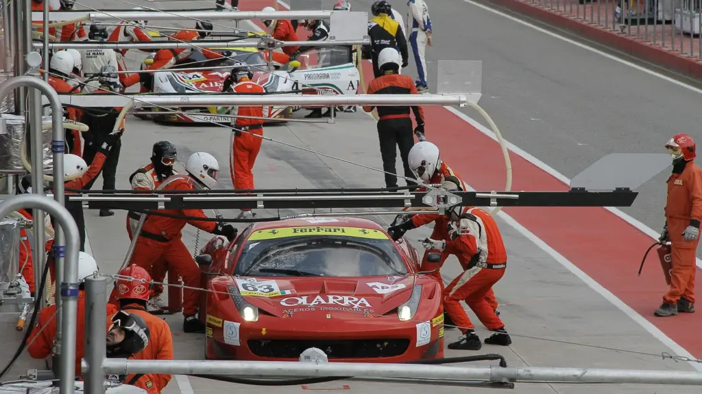 Ferrari GT car during a pit stop in a European Le Mans Series race at Imola