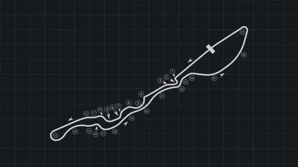 Track map of Jeddah Corniche Circuit on the Red Sea coast in Saudi Arabia
