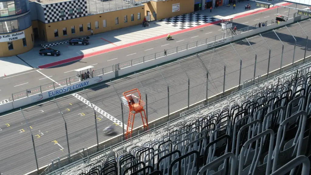 Start-finish straight at the Lausitzring in Brandenburg, Germany