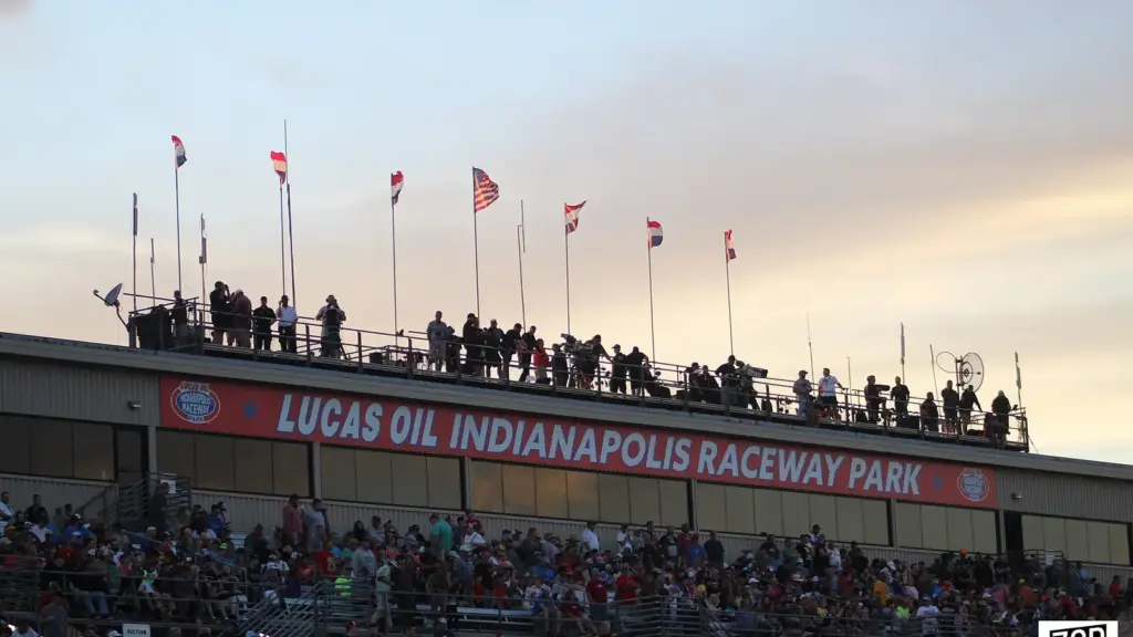 Grandstands at Lucas Oil Indianapolis Raceway Park, home of the NHRA U.S. Nationals