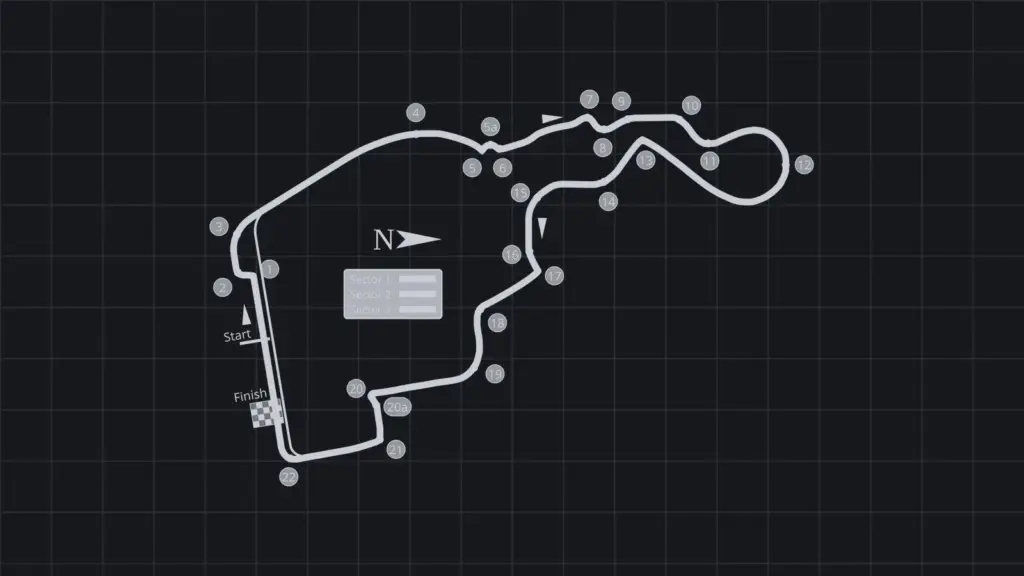 Track map of Madring, the Formula 1 circuit in Madrid, Spain