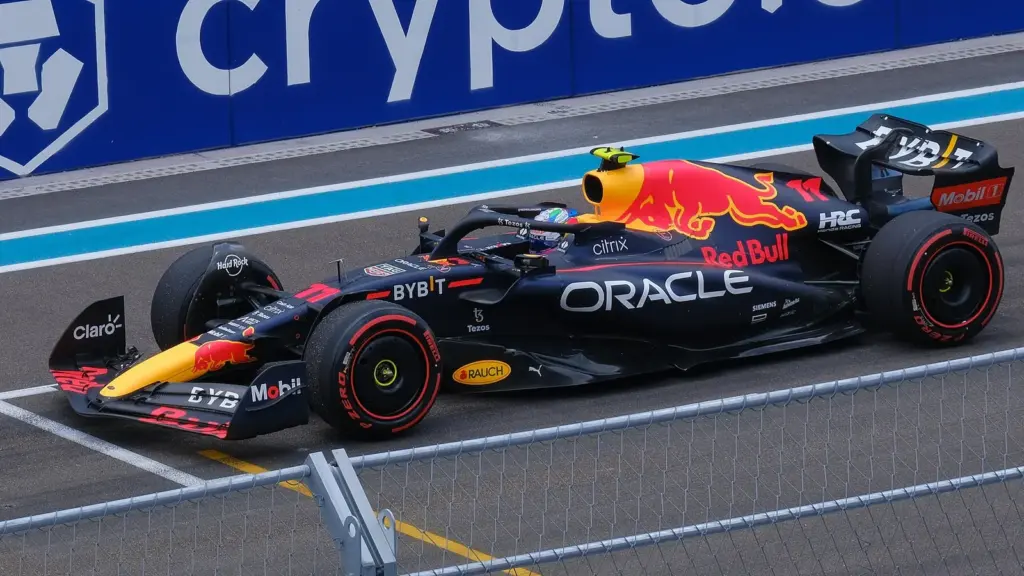 Formula 1 car on the grid at the Miami Grand Prix at Miami International Autodrome