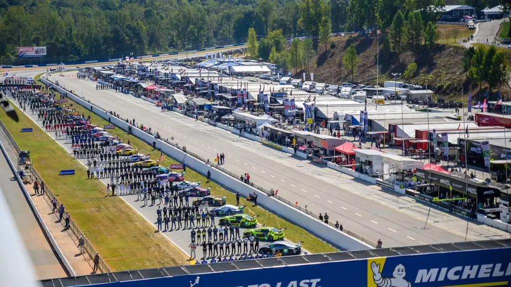 Starting grid for Petit Le Mans at Michelin Raceway Road Atlanta in Braselton, Georgia