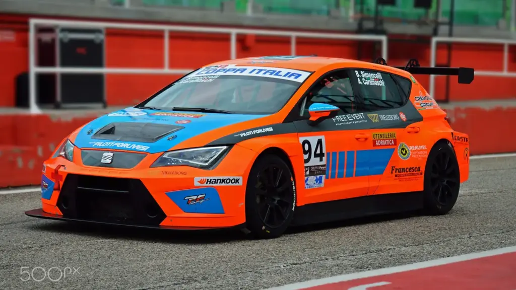 Touring car in the pit lane at Misano World Circuit Marco Simoncelli