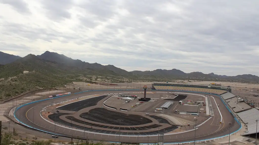 Phoenix Raceway oval with the Arizona mountains behind
