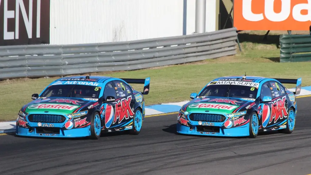Ford Falcon Supercars racing at the 2015 Sandown 500