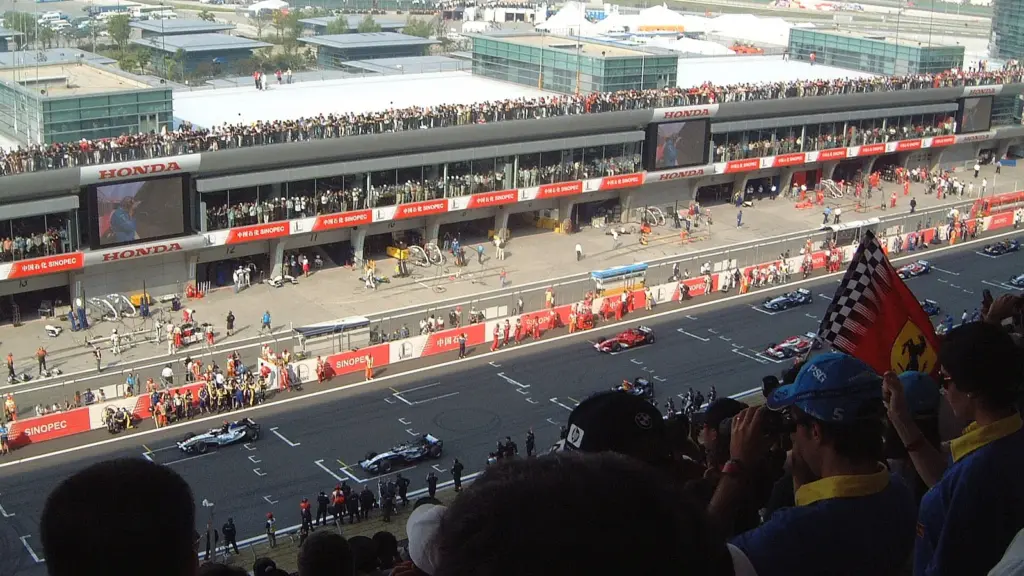 Grandstands and main straight at Shanghai International Circuit