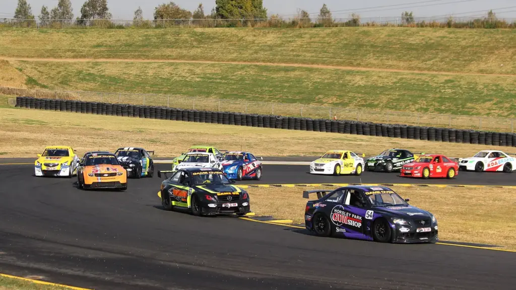 The first lap of an Aussie Racing Cars race at Sydney Motorsport Park in 2015