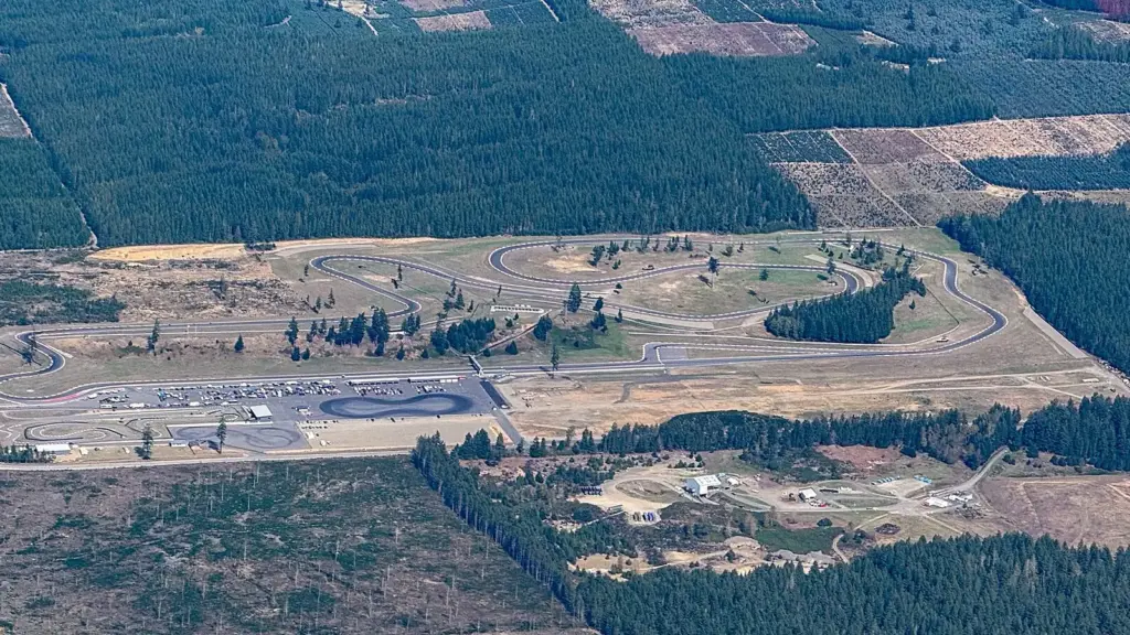 Aerial view of The Ridge Motorsports Park in Shelton, Washington