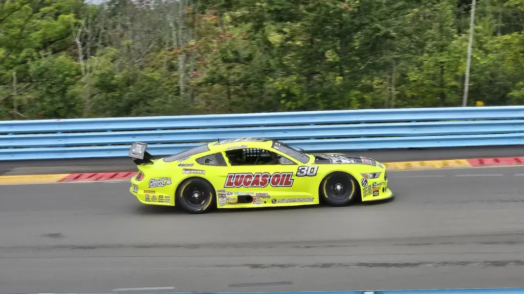 Trans Am race car exiting a turn at Watkins Glen International in New York