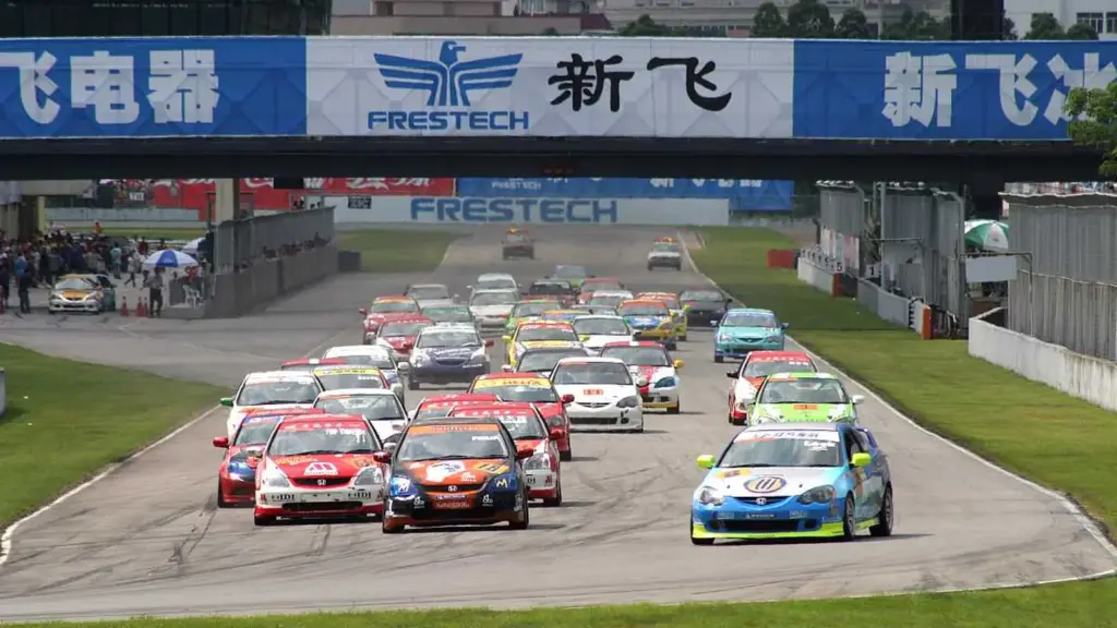 Touring cars at the start of a race at Zhuhai International Circuit