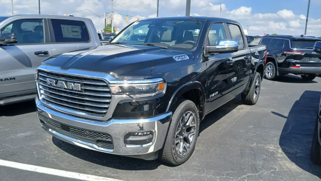 Front view of a 2025 Ram 1500 Laramie crew cab pickup
