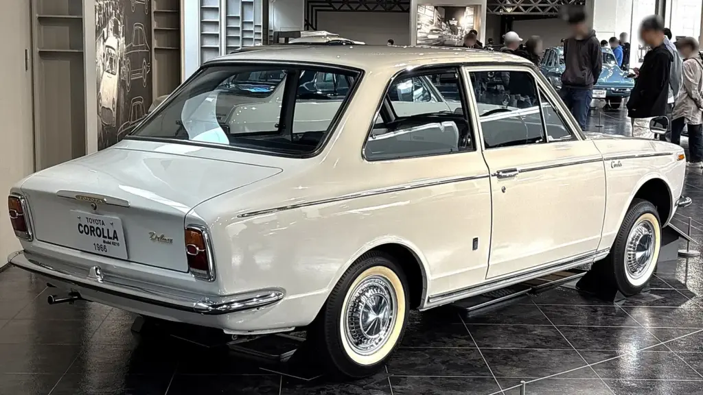 1966 Toyota Corolla Deluxe (KE10) two-door at the Toyota Automobile Museum