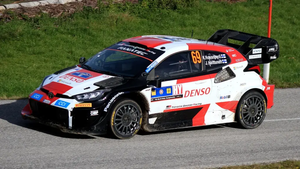 Kalle Rovanperä's Toyota GR Yaris Rally1 at the 2023 Central European Rally