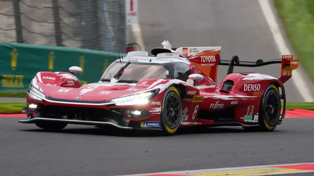 Toyota TR010 Hybrid number 8 at Raidillon during the 2026 6 Hours of Spa-Francorchamps