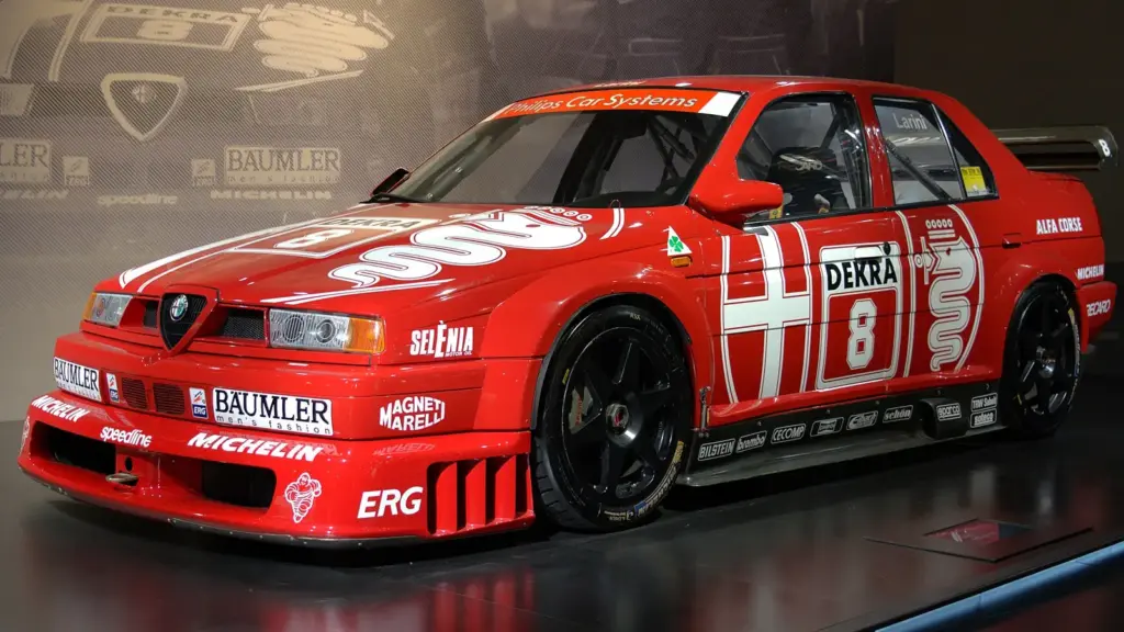 1993 Alfa Romeo 155 V6 TI DTM car on display at the Alfa Romeo museum in Italy