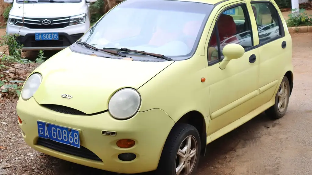 Yellow-green first-generation Chery QQ city car
