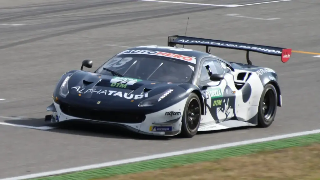 Alex Albon’s AF Corse Ferrari 488 GT3 at Hockenheim during the 2021 DTM season