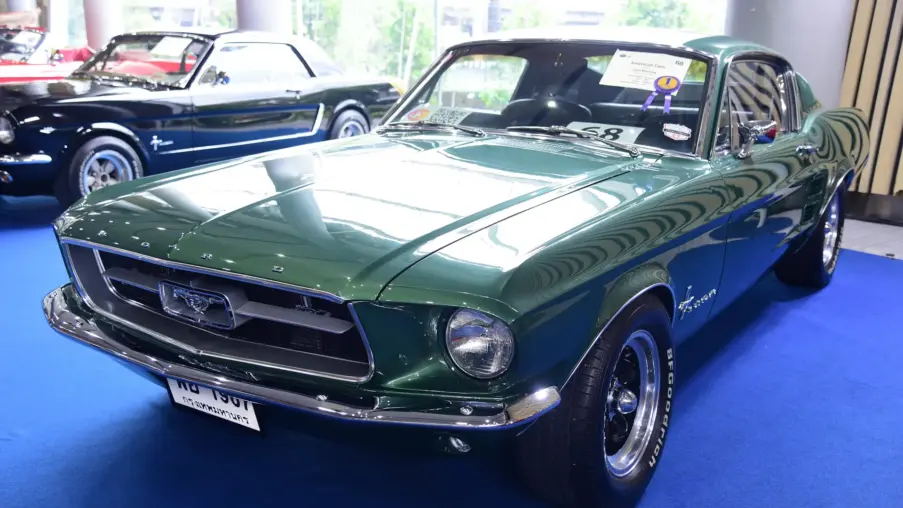 1967 Ford Mustang fastback coupe with the 289 V8 at a vintage car show