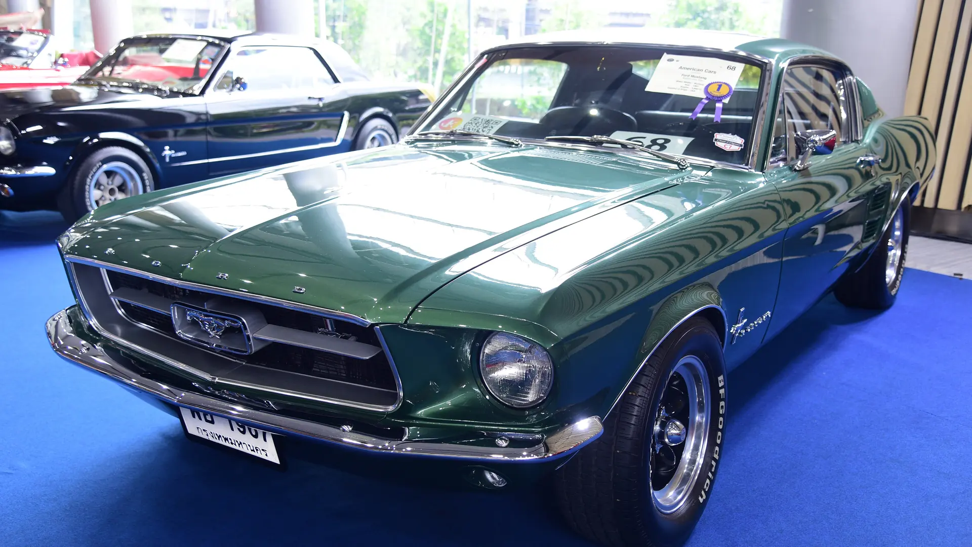 1967 Ford Mustang fastback coupe with the 289 V8 at a vintage car show