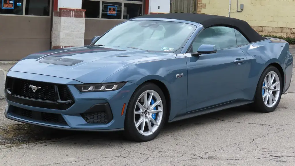 2024 Ford Mustang GT Premium convertible at a fall car show