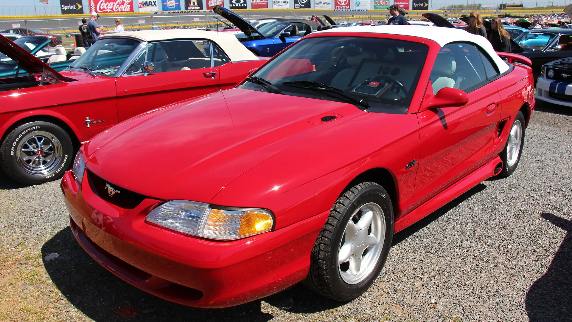 1996 Ford Mustang GT convertible in Rio Red, SN95 generation