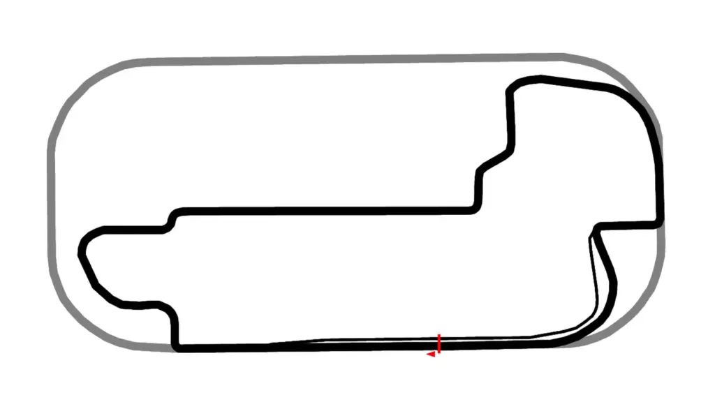 Map of the 14-turn Indianapolis Motor Speedway road course, as laid out for the 2014 IndyCar Grand Prix of Indianapolis