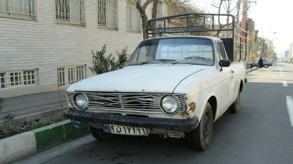 White Paykan pickup in Tehran