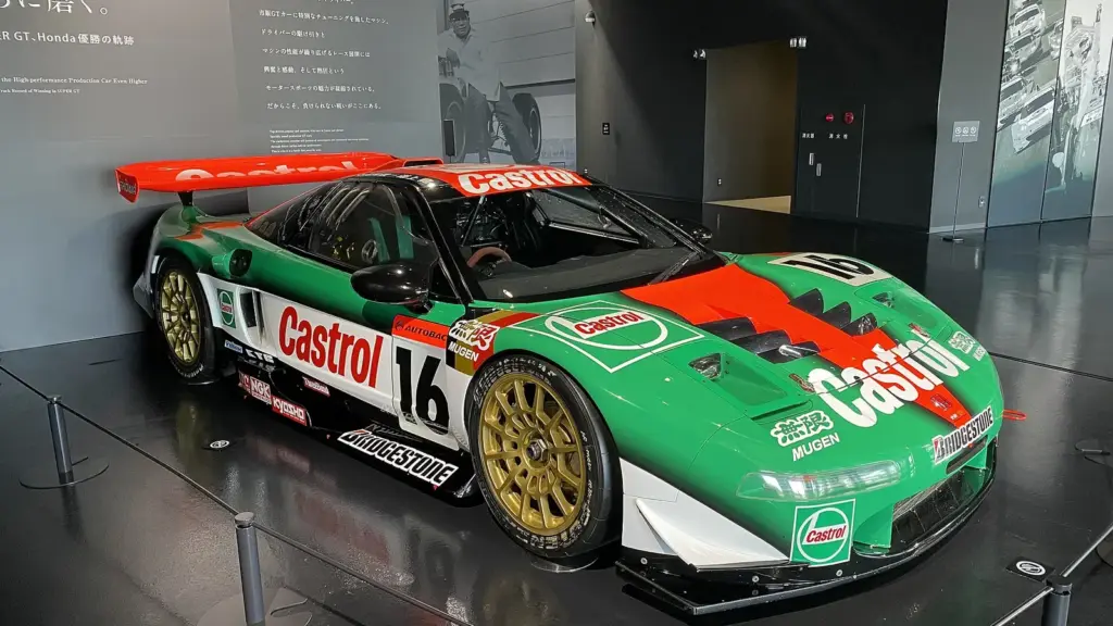 The No. 16 Castrol Mugen Honda NSX that won the 2000 JGTC GT500 title, on display