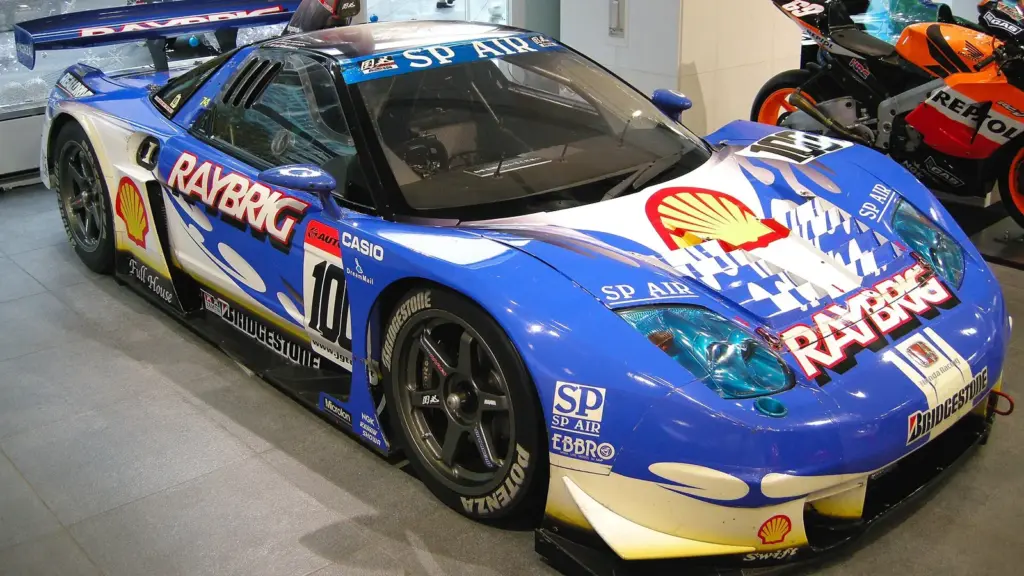 The 2004 RAYBRIG Honda NSX JGTC GT500 car on display in Tokyo