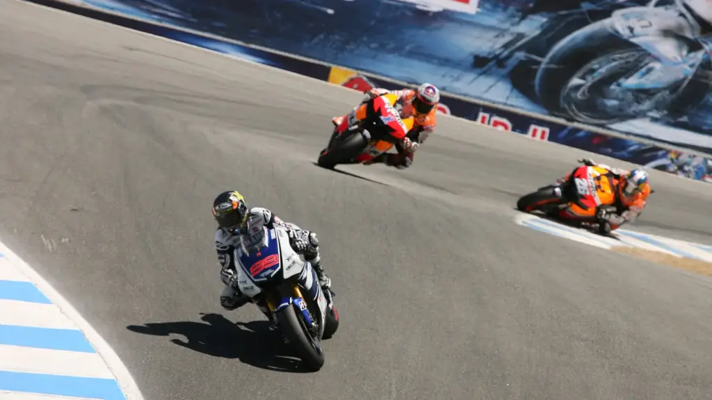 Jorge Lorenzo leads the Repsol Honda riders at the 2012 United States MotoGP at Laguna Seca