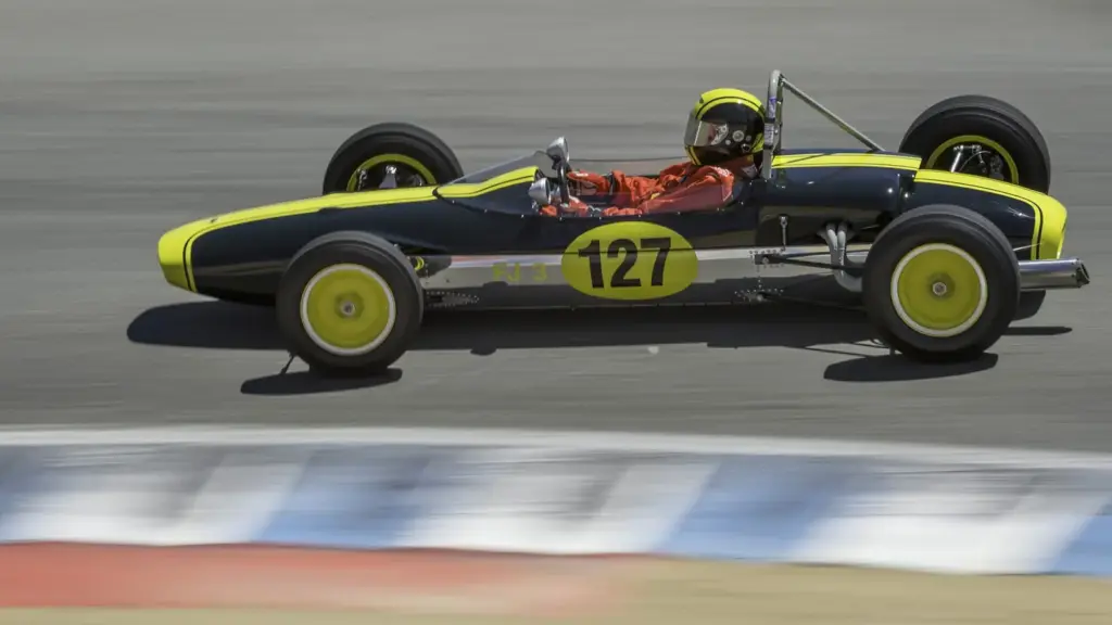 A 1963 Lotus 27 Formula Junior at Turn 6 during the 2013 Monterey Motorsports Reunion