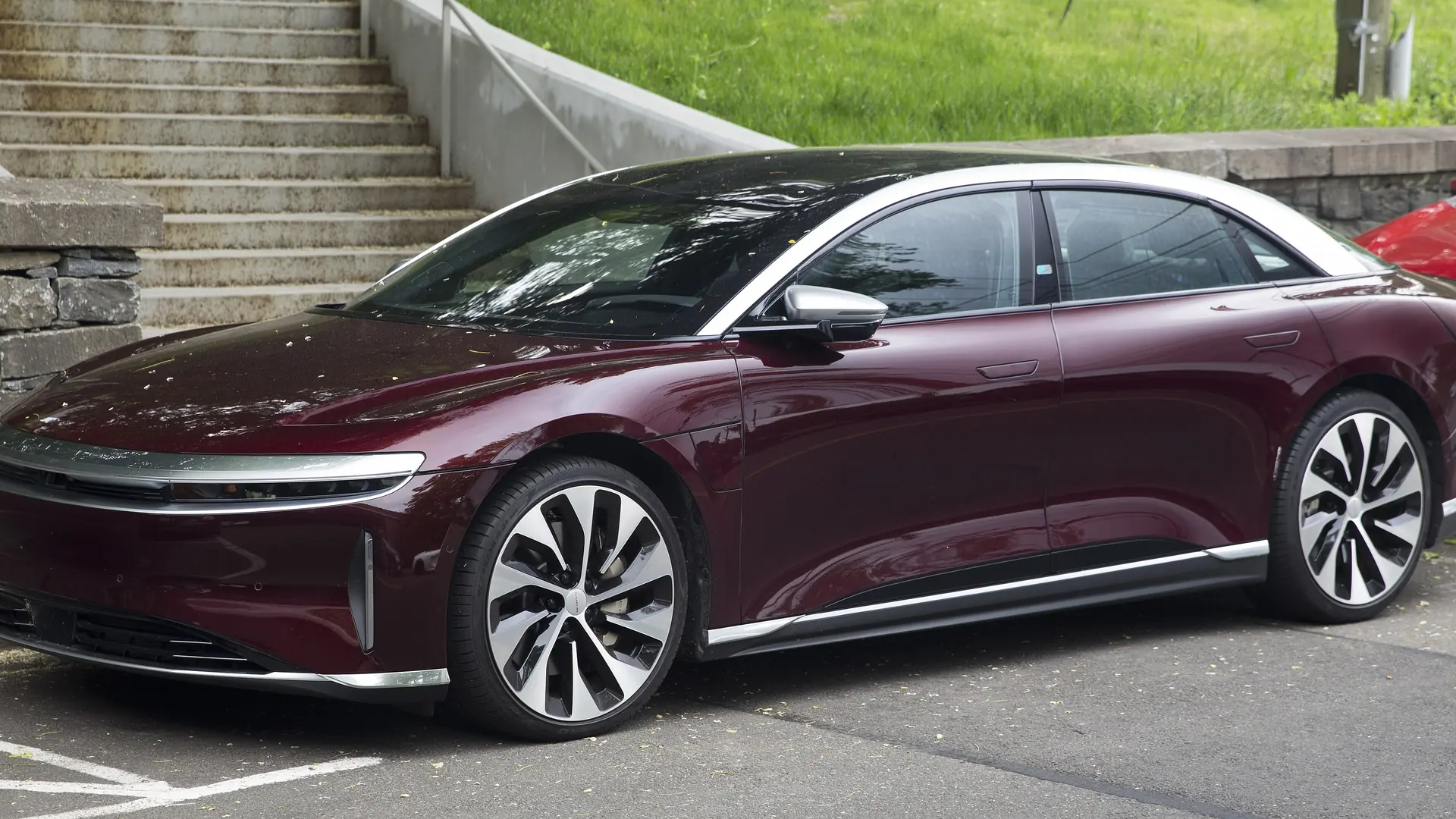 Red 2022 Lucid Air Grand Touring electric sedan