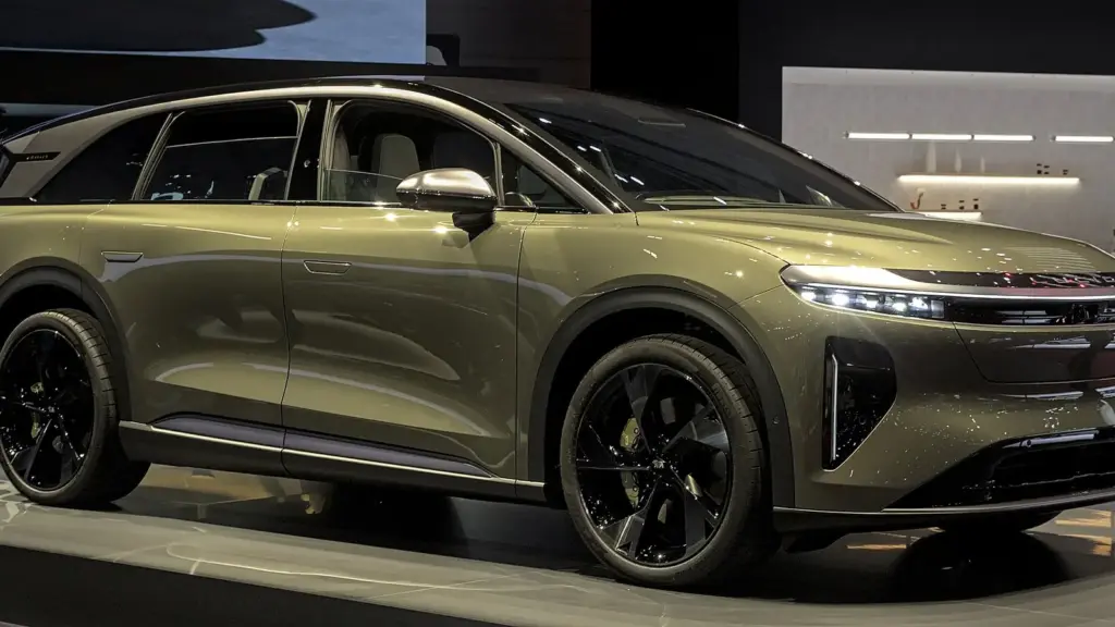 Green Lucid Gravity Grand Touring SUV at the 2024 Geneva International Motor Show
