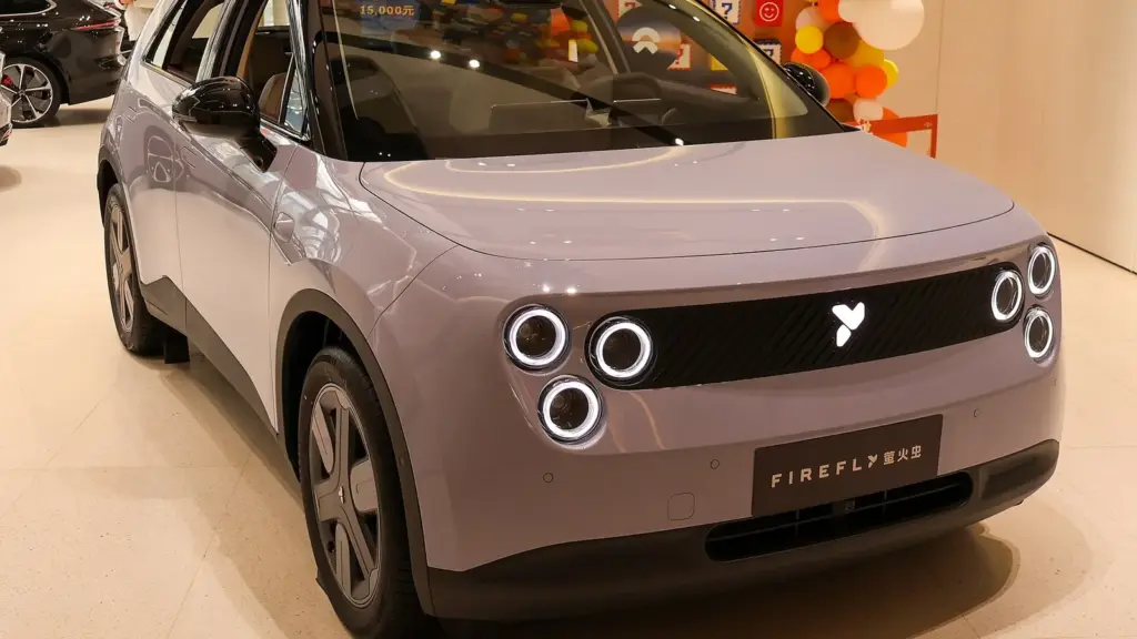 firefly compact electric hatchback on display in Wuhan