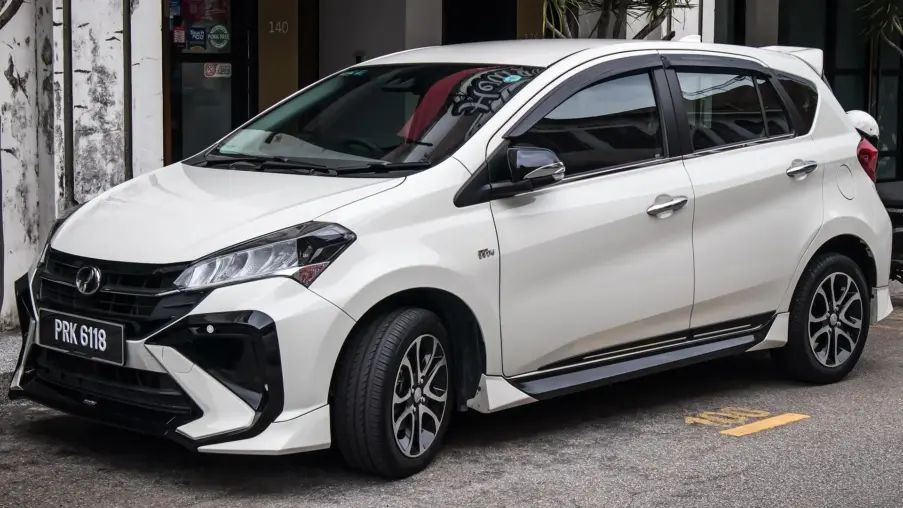 White Perodua Myvi 1.5 AV hatchback, third generation facelift