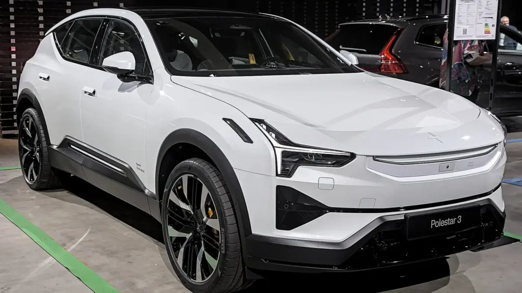 White Polestar 3 electric SUV at Auto Zurich 2023